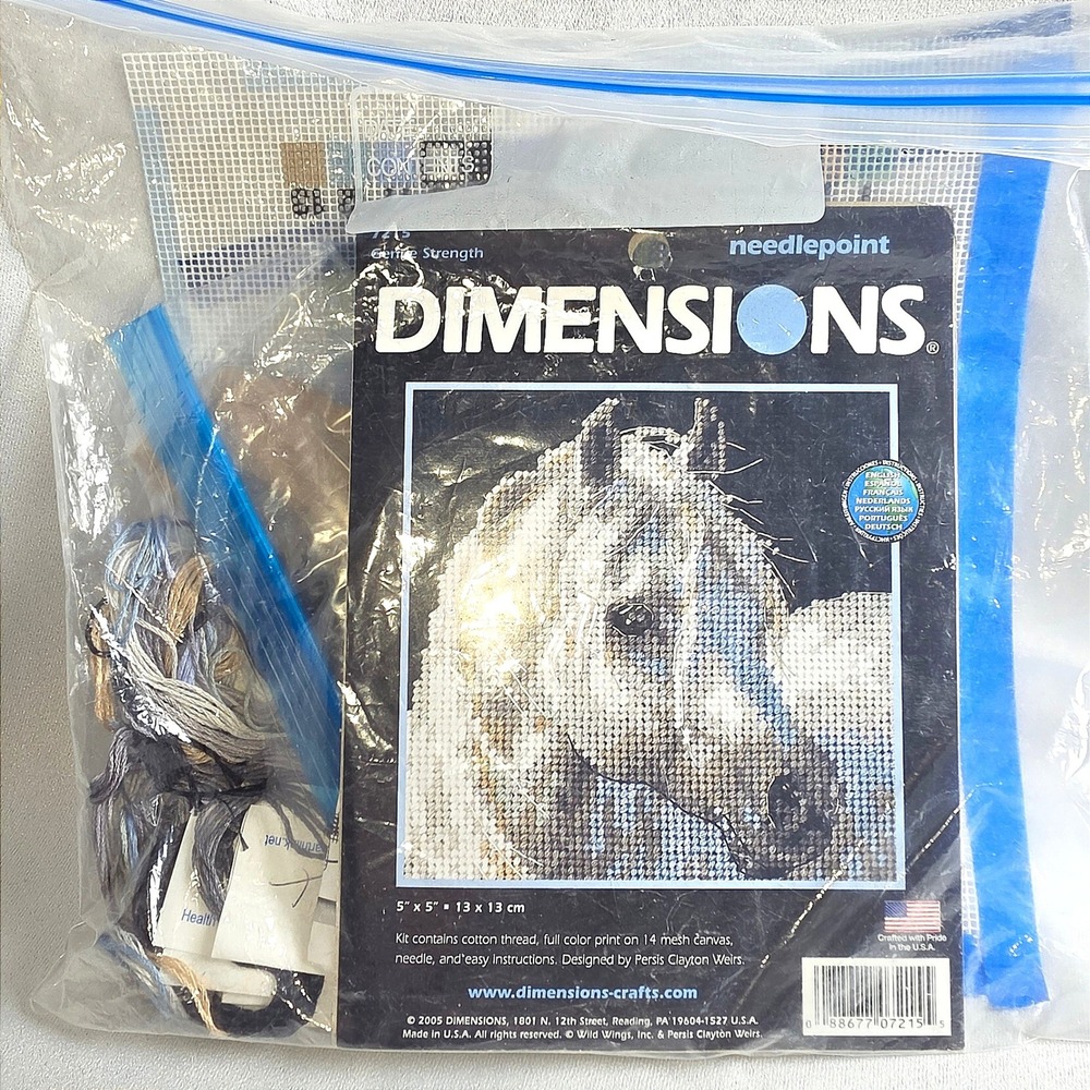 Dimensions Needlepoint Kit 7215 Gentle Strength White Horse Persis Clayton Weirs